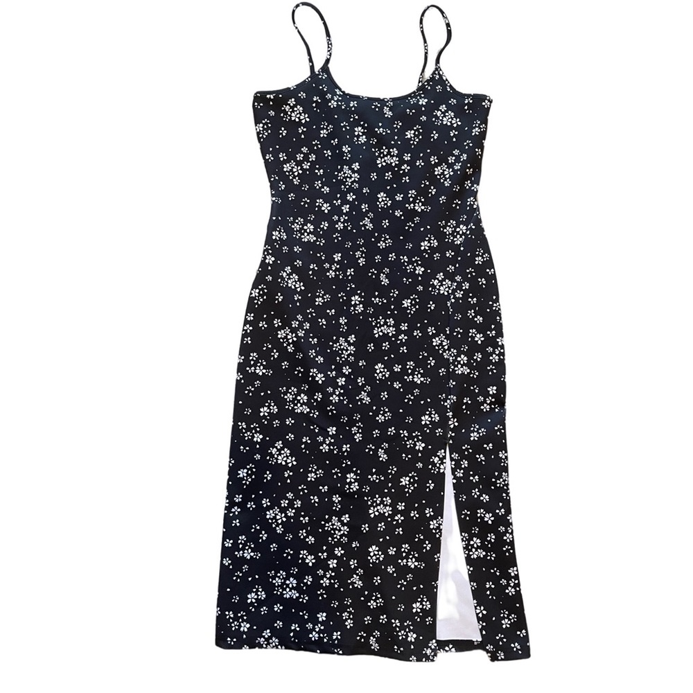 ASOS Black floral printed midi dress